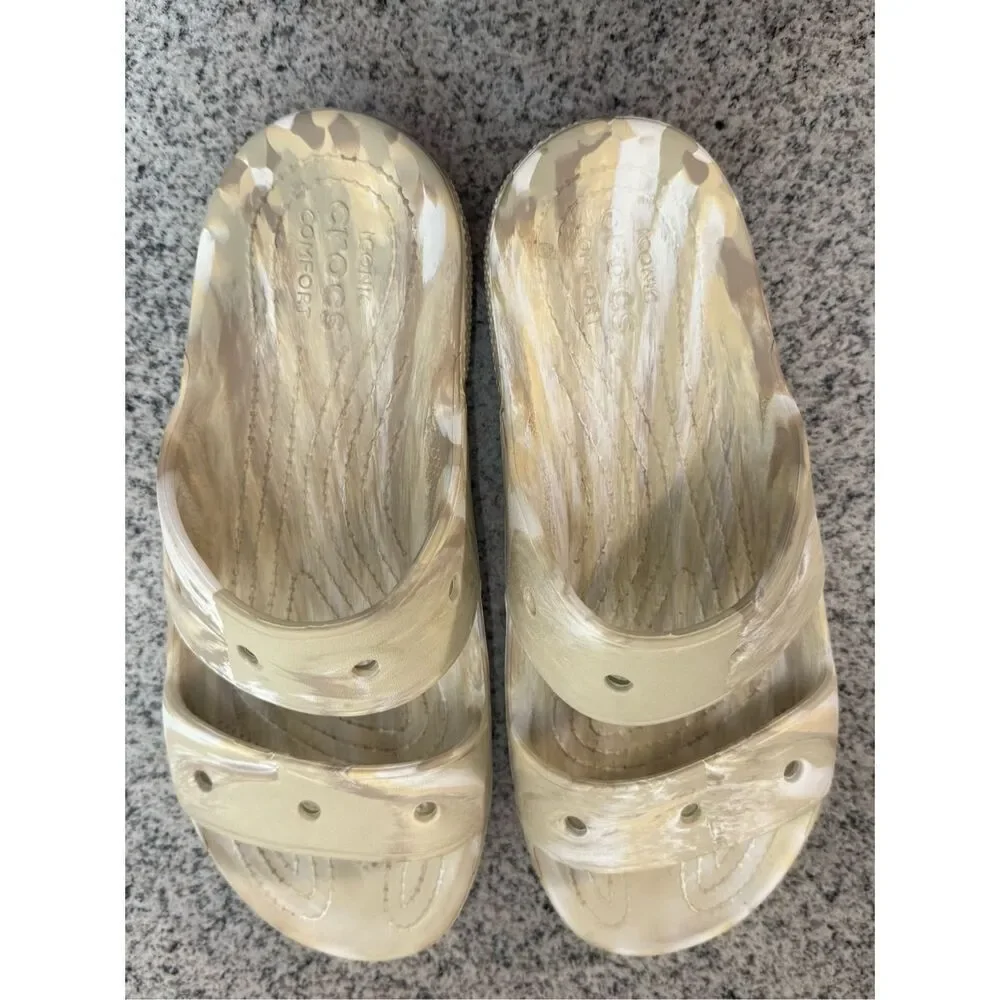 Crocs Classic Marble Sandals Tie Dye Unisex Bone Color New Mens 9 Womens 11 Wate